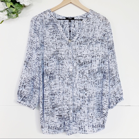 NYDJ Tops - NYDJ City of Lights Pintuck Abstract Dot Blouse